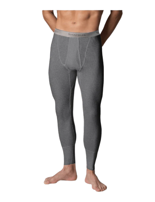 6622 Stanfields Thermal Waffle Longs - Charcoal (1)