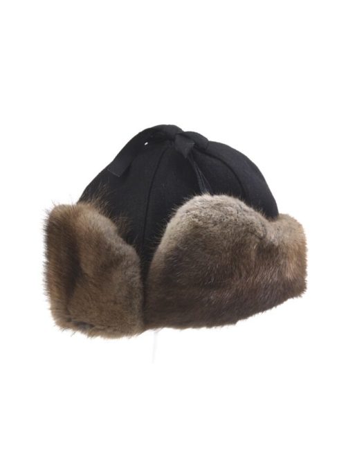 2-76820 Crown Cap Muskrat Melton Crown Cap - Black 2-76820 Crown Cap Muskrat Melton Crown Cap - Black